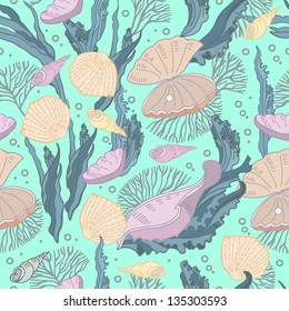 sea  seamless with shells