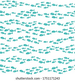 sea seamless vector patterns with fishes. 