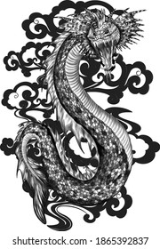 Sea Serpent Black Vector Illustration