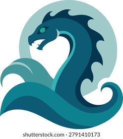 Sea serpent or dragon head blue teal