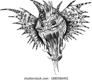 Sea Serpent Head Black Vector Illustration