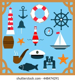 Sea set. Morine vector illustration.