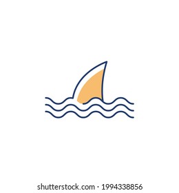 sea, shark icon in color icon, isolated on white background 