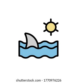 Sea, shark, wave, sun icon. Simple color with outline vector elements of vacation icons for ui and ux, website or mobile application