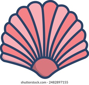 Sea shell 2linear color illustration icon