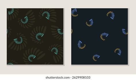 Sea Shell abstratos motivos divertidos padrão sem costura. Conjunto de padrões modernos, chiques, desenhados à mão conchas do mar vetor. Ideias para têxteis, decoração de casa, papel de parede, invólucro, laminados, embrulho para presente, cartões postais
