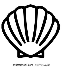 Sea shell, sea animal, silhouette, vector, illustration in black and white color, isolated on white background