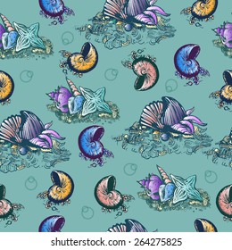 Sea shell background pattern design for wallpaper and decoration. 