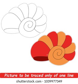 Sea Shell Beautiful. One Line Tracing Dot to Dot Educational Game for Kids.