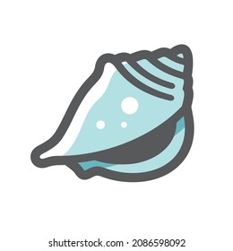 Sea Shell Blue Vector icon Cartoon illustration.