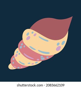 Sea shell in cartoon style. Isolated vector.