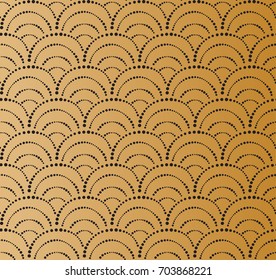Sea shell circles seamless pattern. Golden art deco retro background. May be used for laser cut and stencil.