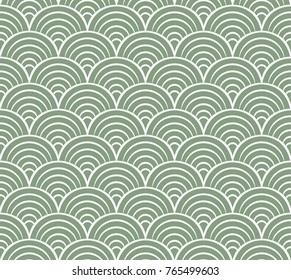 Sea shell circles seamless pattern. Art deco vector retro background. 