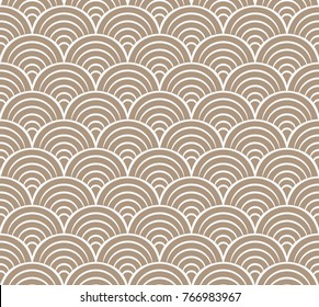 Sea Shell Circles Seamless Pattern. Art Deco Vector Retro Background. 