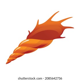 Sea shell. Colorful tropical shell underwater icon. Cartoon marine life. Seashell summer symbol concept