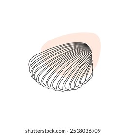 Sea shell in continuous line art drawing style. Hand drawn vector illustration. Minimalist black linear sketch isolated on white background.