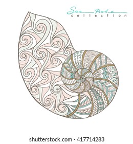 Sea shell. Element from Sea boho collection. Vector illustration.