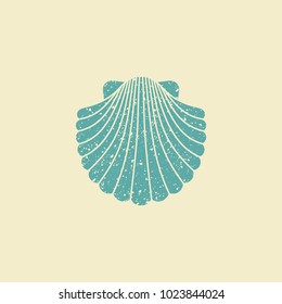 Sea shell. Flat icon in retro style