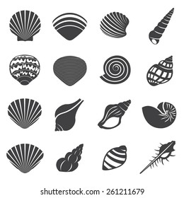 Sea Shell Flat Mono Icons Set