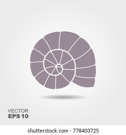 Sea shell. Flat vector icon with shadow