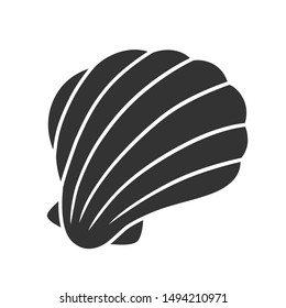 Sea shell glyph icon. Marine mollusk shell. Protective layer for animal living. Tropical souvenir. Aquarium creature. Underwater fauna. Silhouette symbol. Negative space. Vector isolated illustration