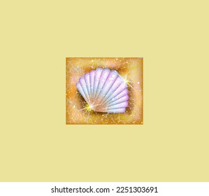 Sea shell greeting vip card, vector illustration	