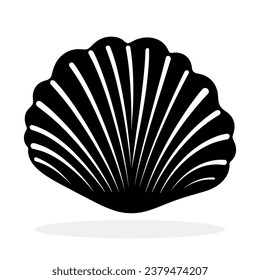 Sea shell icon. Black pearl shell icon. Vector illustration. Shell vector icon. Sea shell icon in flat style