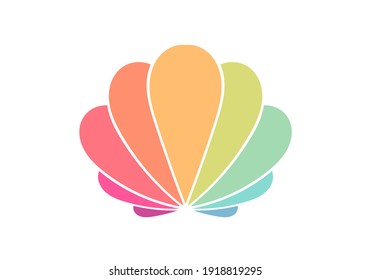 Sea shell icon, colorful pastel colors. Vector illustration.