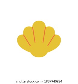 Muschel-Symbol auf schwarzer Linie, einzeln auf weißem Hintergrund 