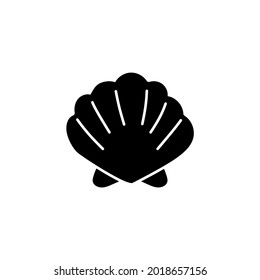 Sea Shell Icon in solid black flat shape glyph icon, isolated on white background 
