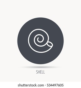 Sea shell icon. Spiral seashell sign. Mollusk shell symbol. Round web button with flat icon. Vector