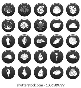 Sea shell icons set. Simple illustration of 25 Sea shell vector icons black isolated