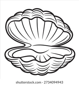 Ilustración de concha de mar Vector línea arte para colorear libro