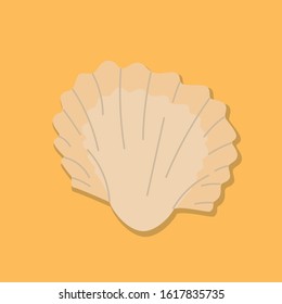 Sea shell isolated in a cartoon style. Element for creating a design, can be used on postcards, invitations of birthday, flyers, posters, advertising.