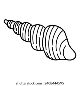 Sea Shell isolated on a transparent. Vector illustration in outline style. For cards, logo, decorations, invitations, boho designs.