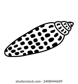Sea Shell isolated on a transparent. Vector illustration in outline style. For cards, logo, decorations, invitations, boho designs.