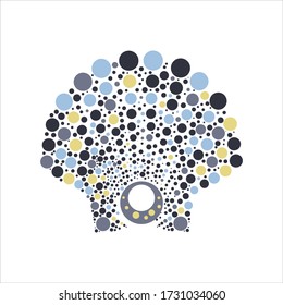 Sea shell isolated on a white background. Vector cartoon abstract illustration, circles shape.