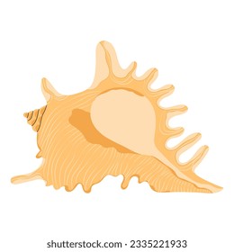 Cuello marino, Lambis Scorpius. Molusco marino con miembros. Concha araña, concha de escorpión. Molusco submarino. Océano bajo marisco. Ilustración vectorial plana aislada en fondo blanco