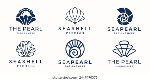 Sea Shell Logo Inspiration. Set von Perlmuschel-Icons Vektorillustration. Shell-Vektorgrafik-Symbol