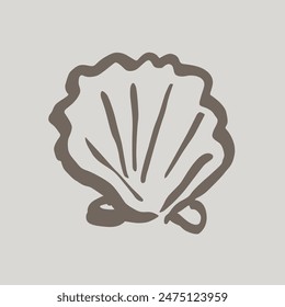 Sea shell logo sketch in elegant neutral colors