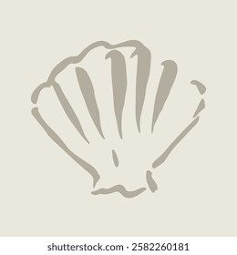 Sea shell logo sketch in neutral colors