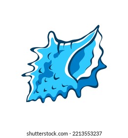 Sea shell. Marine underwater twisted shell. Undersea mollusc. Decorative element. Mediterranean culture. Cartoon vector illustration isolated on white background. Hand drawn style