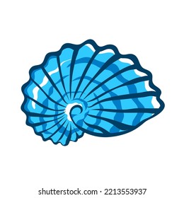 Sea shell. Marine underwater twisted shell. Undersea mollusc. Decorative element. Mediterranean culture. Cartoon vector illustration isolated on white background. Hand drawn style