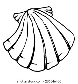 Sea shell monochrome vector isolated clip art