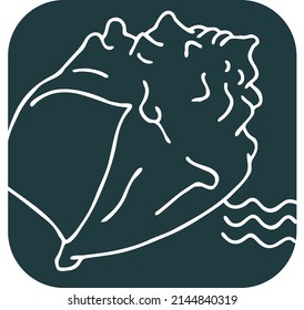 Sea shell natural beauty from ocean beach treasure collection. Summer time vacation mood. Aquarium exotic tropical decoration. Hand drawn boho vector illustration. Simple line  drawing.