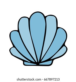 Sea shell on white background vector illustration. Doodle style. Design icon, print, logo, poster, symbol, decor, textile, paper, card. 