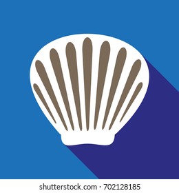 Sea shell on white background vector illustration. Seashell, engraving style. Ink Sea shell, isolated on white. Hand drawn vector illustration. Summer Beach Scallop Sea Shell vector illustration.