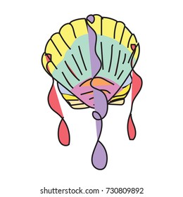 Sea shell on white background vector illustration. Doodle style. Design icon, print, logo, symbol, decor, textile, paper.