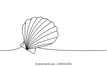 Sea shell one line continuous drawing. Tropical underwater shell continuous one line illustration. Vector minimalist linear illustration.