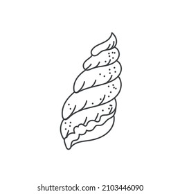 Sea shell outline icon. Conch snail simple linear sketch vector illustration